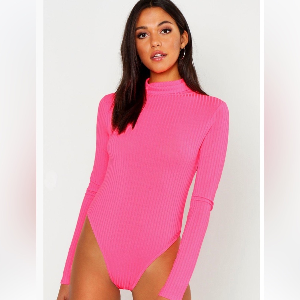 TALL neon rib roll neck bodysuit